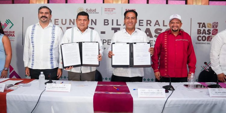 Firman Eduardo Ramírez y Javier May acuerdo de salud para beneficiar a Chiapas y Tabasco
