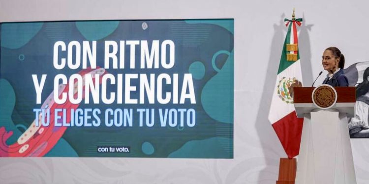 Difunde Sheinbaum cumbia informativa para promover voto en elección judicial