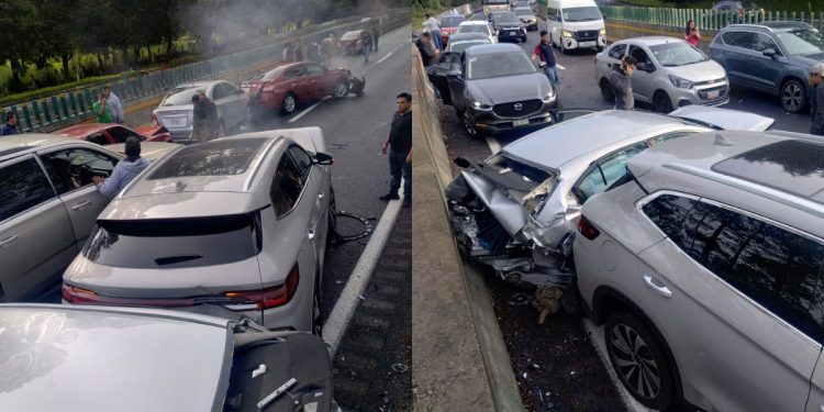 Carambola en la autopista México-Cuernavaca provoca tránsito severo rumbo a Morelos