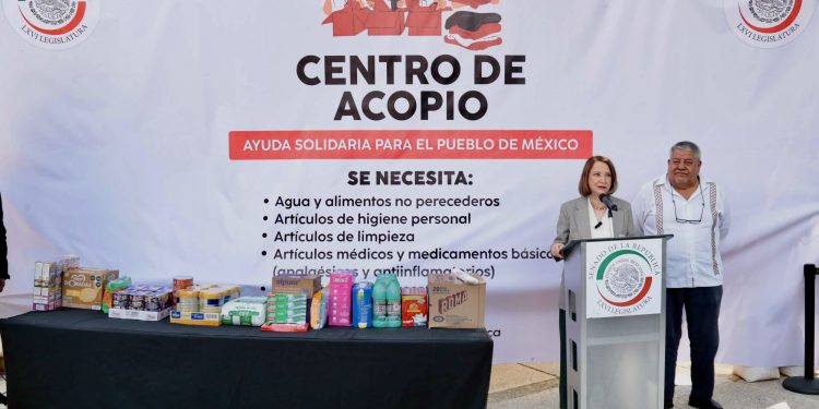 Senado instala centro de acopio para damnificados de lluvias