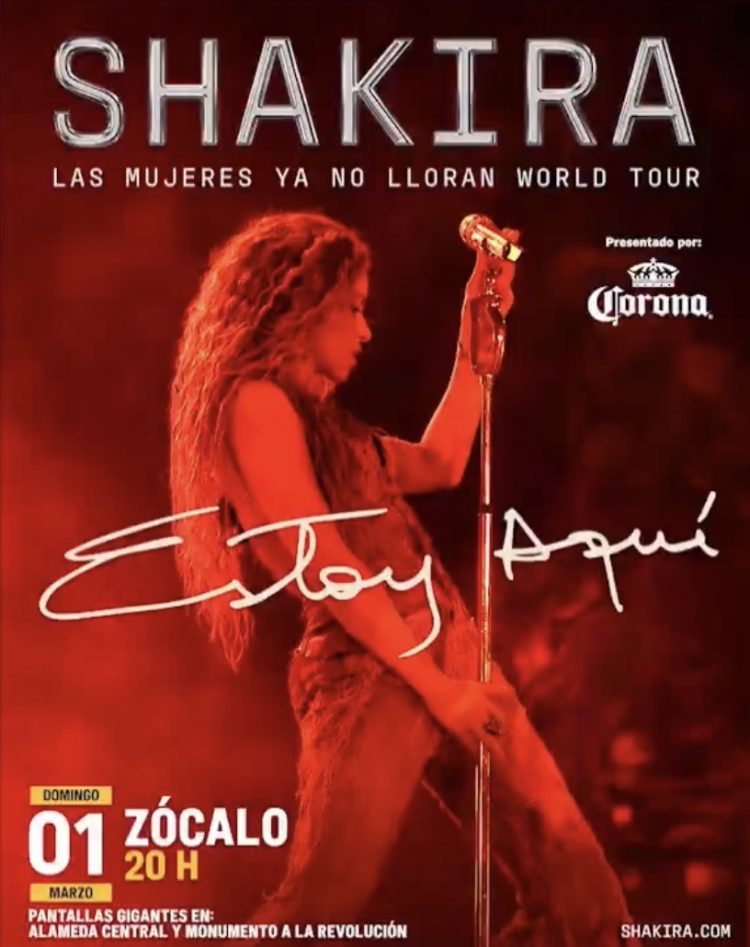Shakira ofrecerá concierto gratuito en el Zócalo el 1 de marzo; será patrocinado por Grupo Modelo