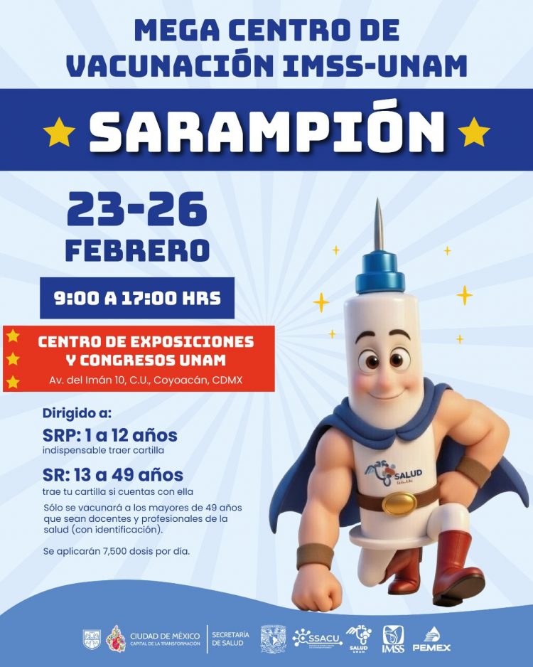 UNAM e IMSS abren megacentro de vacunación contra sarampión en Ciudad Universitaria