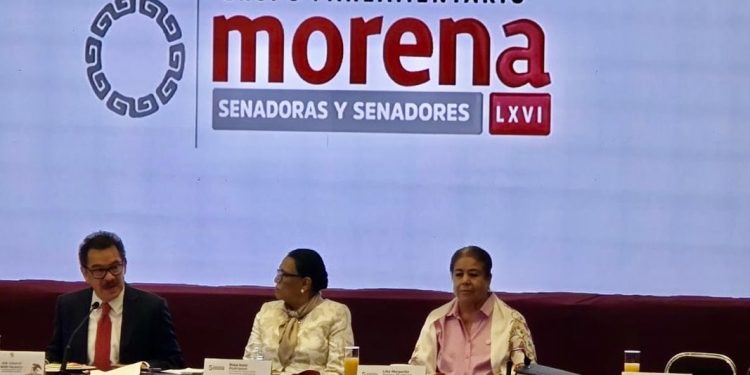 Rosa Icela Rodríguez cierra a medios su participación en plenaria de Morena en el Senado