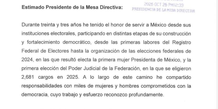 “Me retiro con serenidad y la satisfacción del deber cumplido”: Guadalupe Taddei oficializa su renuncia al INE