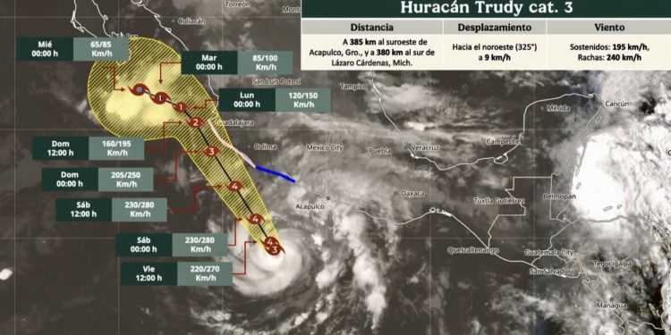 Alertan por huracán Trudy y Frente Frío 2; prevén hasta 300 milímetros de lluvia en el país